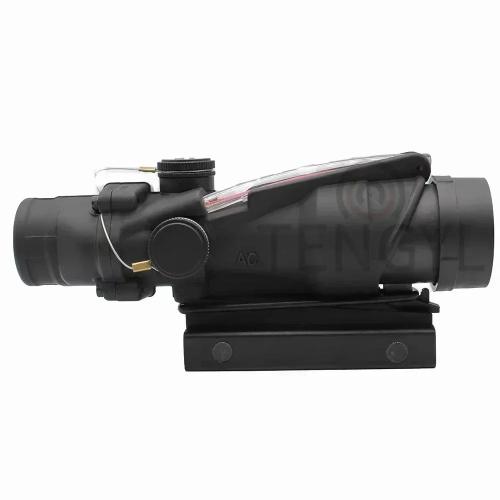 Cannocchiale da Caccia 4x32 con Fibra Ottica Illuminata Rossa, Sistema Antiabbagliamento e Logo in Rilievo per Fucile AR 15 - immagine 5