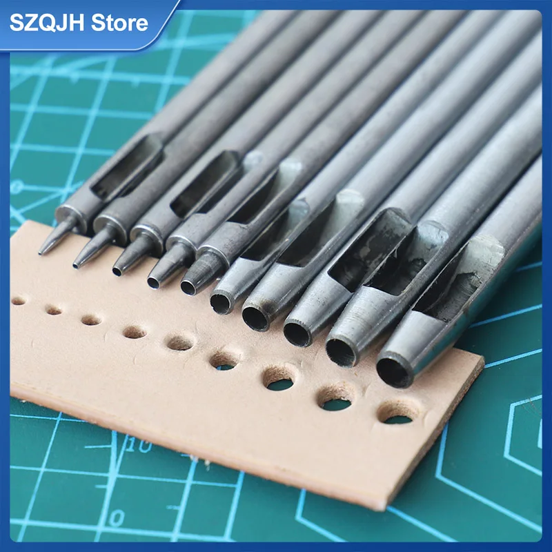 

10pcs/set Durable Leather Hole Drilling Round Hollow Drilling Leather Punching Tool Belt Hole Punch DIY Leather Craft Tools