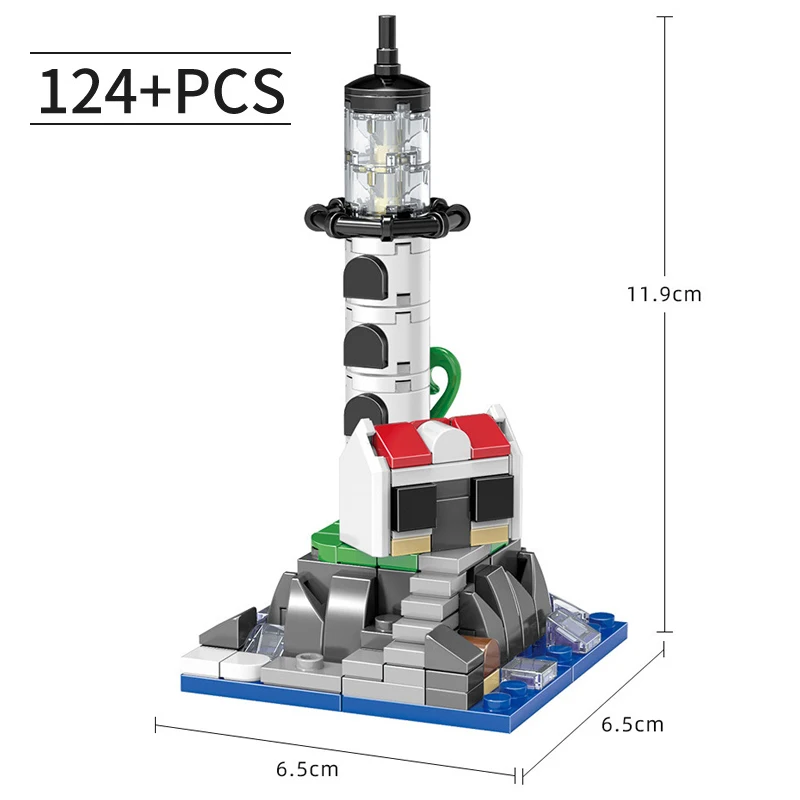Lighthouse Building Blocks Sea Island Fisherman's Hut Light House Assembly Model Bricks Idea Gift Toys for Children