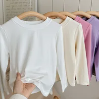 9 Colors Children's T-shirt Cotton Long Sleeve Solid Color Base Coat Leisure Wear Boys Girls Tops Kids Clothes 2