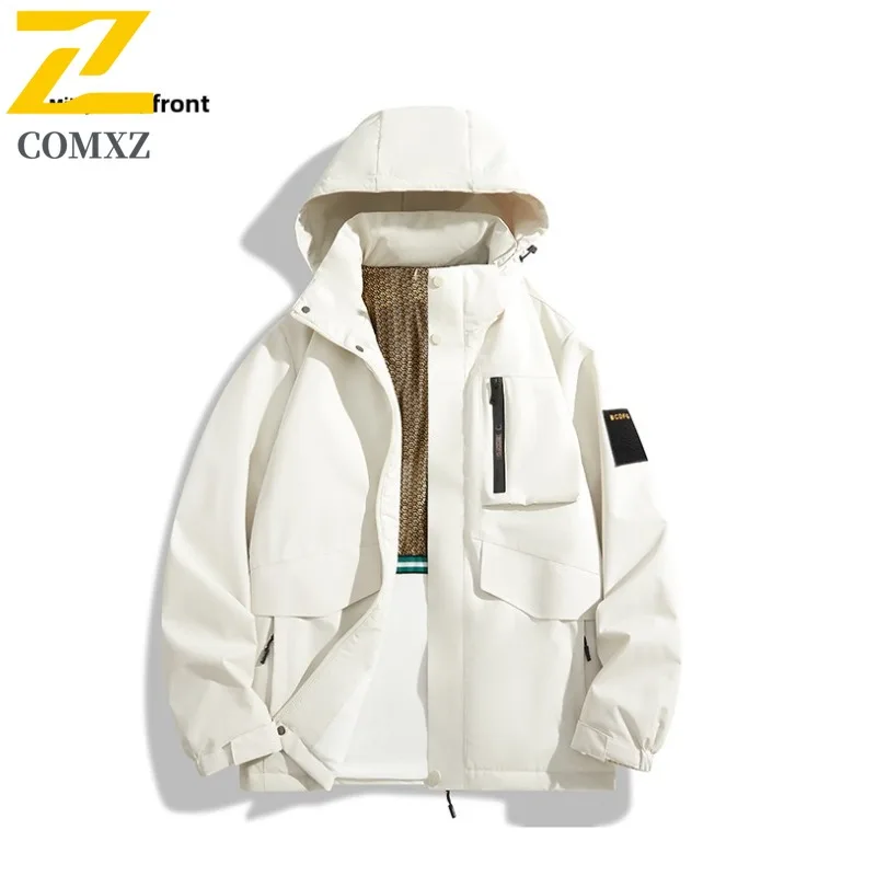 COMXZ Luxury Men Jacket Outdoor Adventure Thick Warm Coat Premium Hooded Camping Journey Cold Protection Winter New Outerwear
