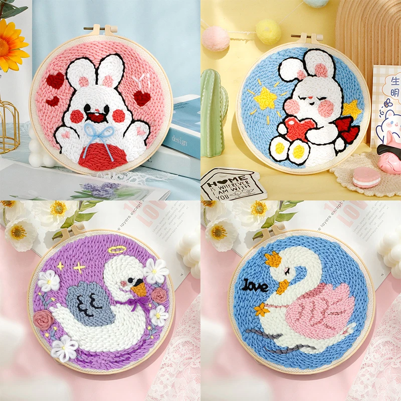 Punch Needle Embroidery Kit for Beginners Starter Magic Pock Pen With  Pattern Stamped Cloth For Adults Kids Gift Home Decor - AliExpress