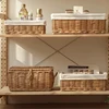 Wicker Woven Storage Basket Handmade Weaving Wicker Baskets Desktop Sundries Organizer Closet Wardrobe Sorting Boxes Supplies 1