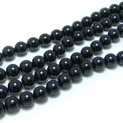 Vibrant Glass Dyeing Color Round Imitation Pearl Beads for DIY Jewelry and Accessories (Black)