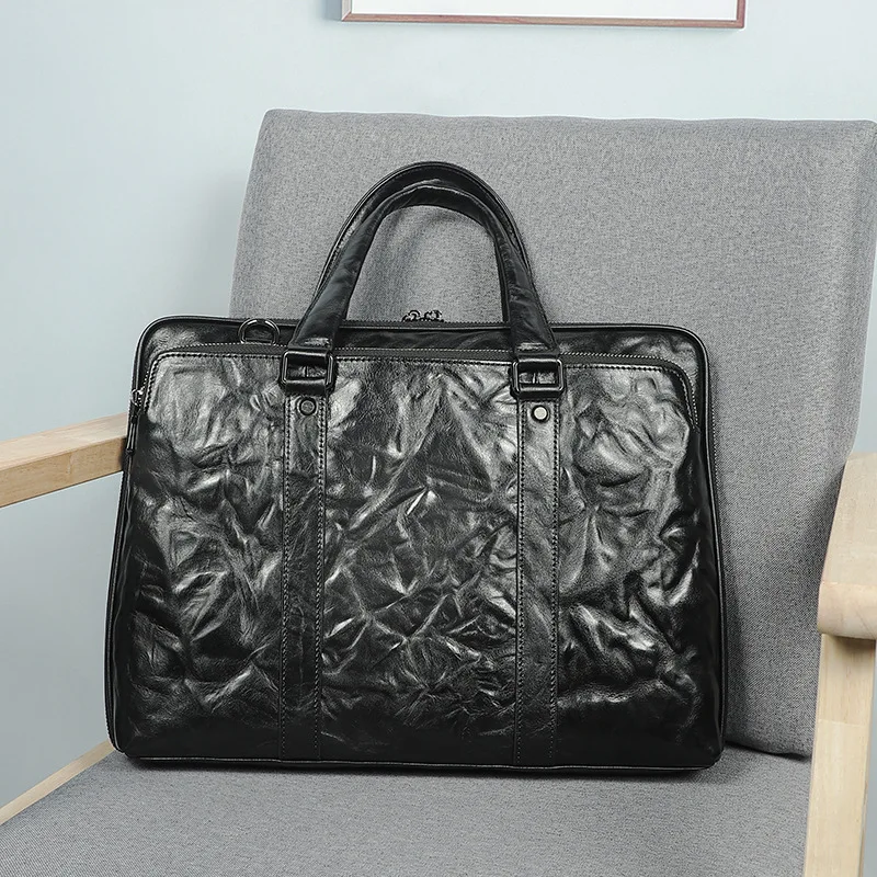 Classic Genuine Leather Briefcase for Men - Business Handbag for Commuting and Casual Occasions