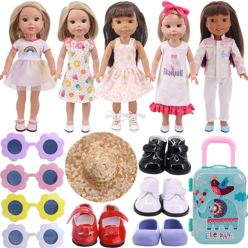 Doll Accessories Doll Clothes Doll Clothes Accessories Doll Shoes Barbie Doll Clothes Doll Eyewear Accessories Doll Wigs Doll Wig Headgear Doll Clothes Dress Skirt Shoes Hat Glasses For 14.5 Inch Nancy American Doll&32-34Cm Paola Reina Doll Our Generation Girl's Toy