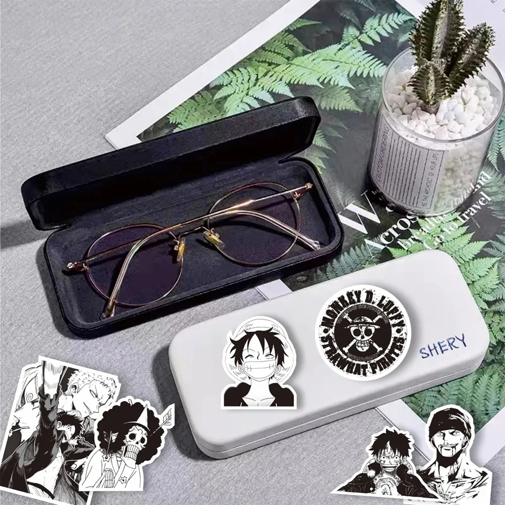 10/30/65pcs Black And White One Piece Stickers Luffy Zoro Anime Sticker Skateboard Motorcycle Cup Stationery Classic Toy Decal 6