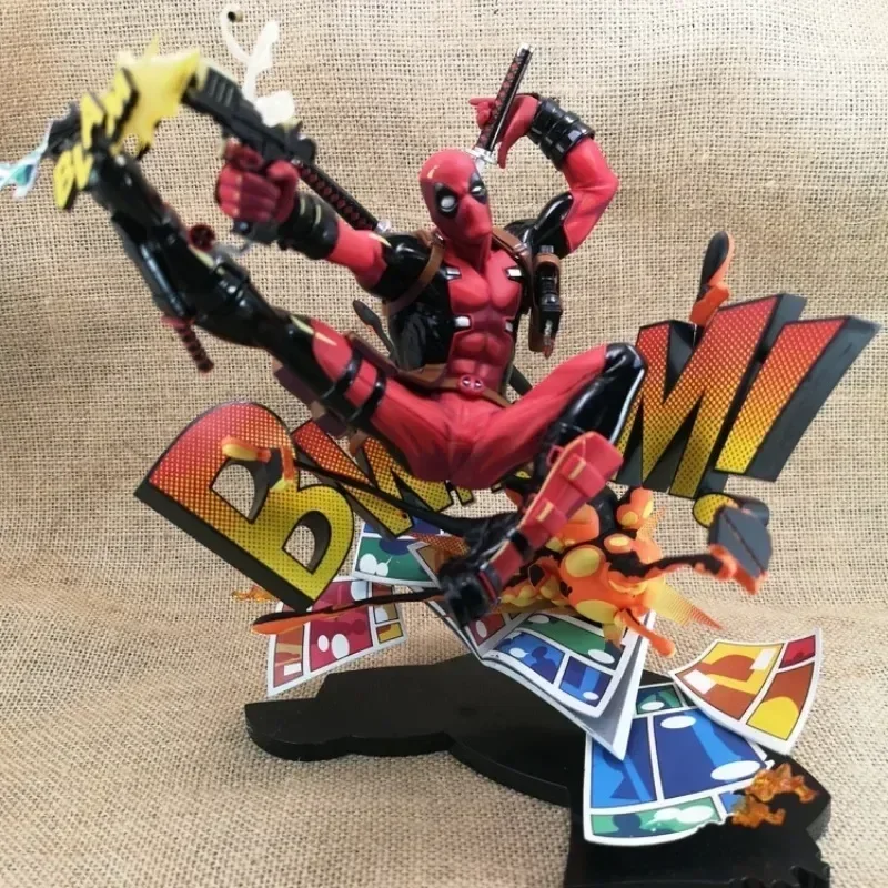 

24/26cm Deadpool Figure Anime Breaking The Fourth Wall Iron Man Pvc Figurine Collectible Computer Case Ornament Model Toy Gift