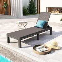 Outdoor Chaise Lounge,Resin Pool Lounge Chair Waterproof Recliner,Mocha 4