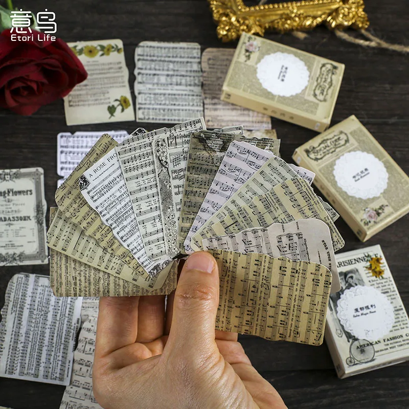 

24 pcs/pack Vintage Box-Packed Stickers Retro old English Journal Decoration DIY Scrapbooking Stickers Junk Journal Supplies