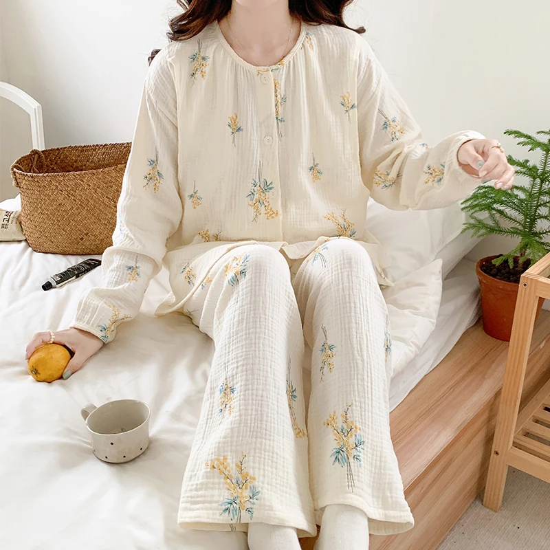 

Пижама летняя свободная из 100% хлопка с цветочным принтом