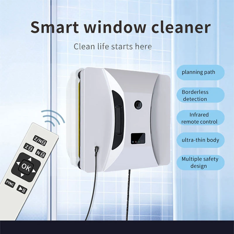 AlfaBot Window Cleaning Robot High Suction Electric Glass Window Cleaner Robot Anti-falling Remote Control Robot Vacuum Cleaner 3