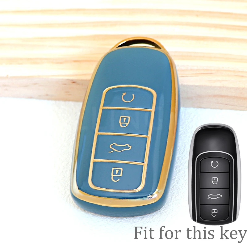 Premium Car Key Cover Case - 4 Button Design Keychain Holder