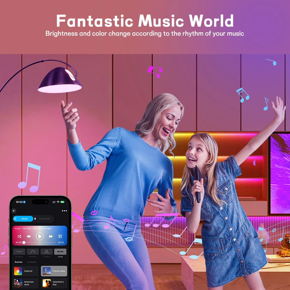 Smart Color-Changing LED Bulb with Music Sync & WiFi Integration