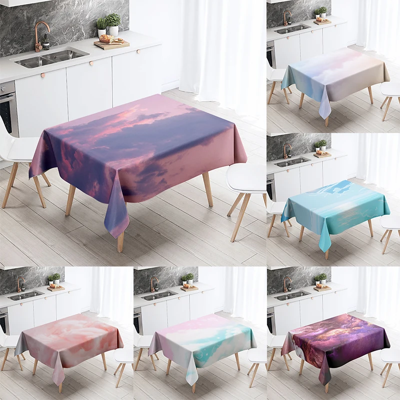 

Colorful Cloud Tablecloth Sunset Anti-fouling Waterproof Rectangular Kitchen Dining Table Home Decoration