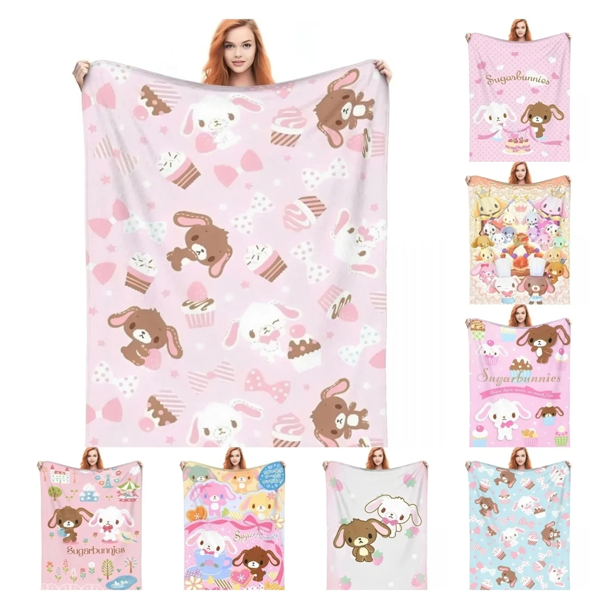 Cute Cartoon Bunny Print Flannel Throw Blanket – Super Warm Soft Plush Quilt for Sofa, Bedroom or Travel, Lightweight Fleece Cute Cartoon Bunny Print Flannel Throw Blanket – Super Warm Soft Plush Quilt for Sofa, Bedroom or Travel, Lightweight Fleece