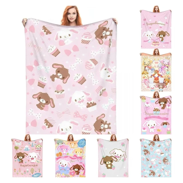 Cute Cartoon Bunny Print Flannel Throw Blanket – Super Warm Soft Plush Quilt for Sofa, Bedroom or Travel, Lightweight Fleece