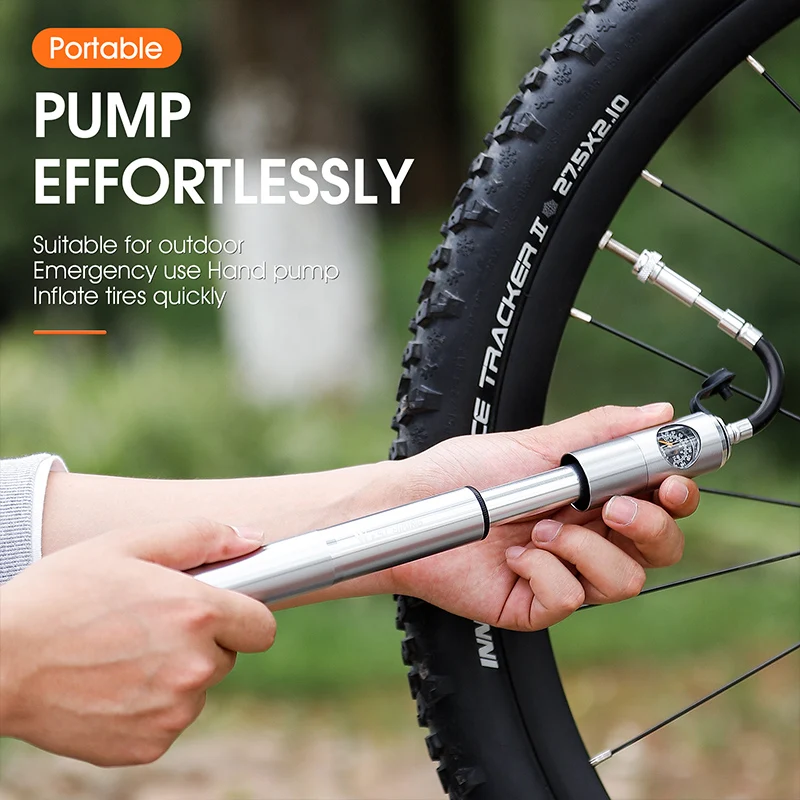 Hand Pump Mini Bicycle Pump With Gauge Portable Bicycle Tire