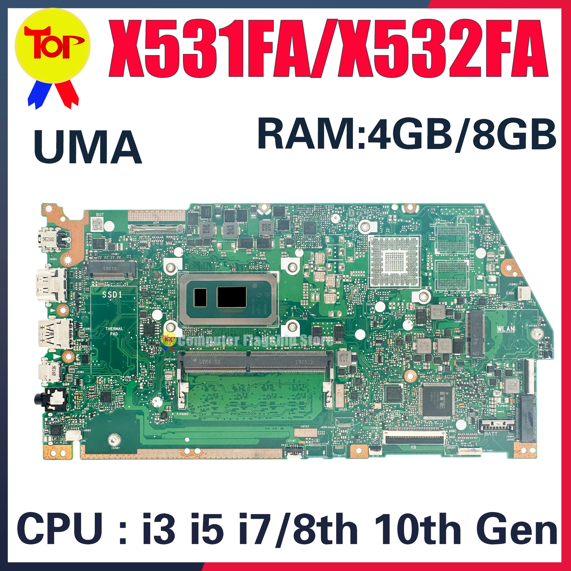 Материнская плата KEFU X531FA X532FA Материнская плата ASUS X532FL X532FLC X532FAC S532F K532F V532F S531F K531F V531F X532F X531F