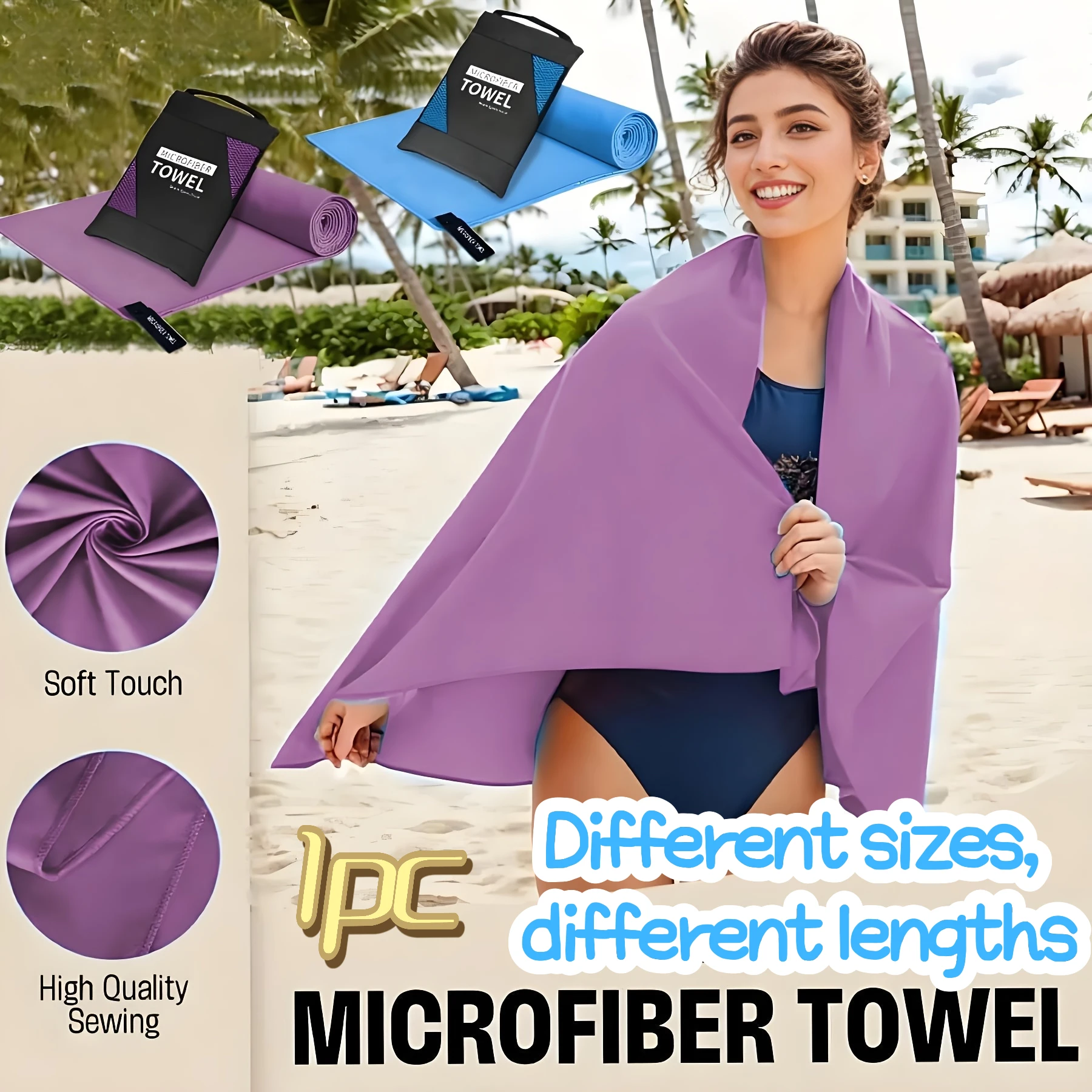1pc Outdoor Sports Quick Drying Towel, Microfiber Swimming Towel, Non-Sticky Sand Beach Towel,Suitable for travel