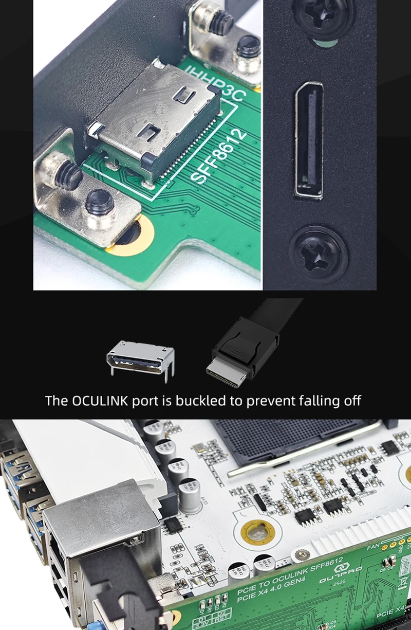 Oculink Extension Card PCIe4.0 X4 to SFF 8612 Extension Card Low Profile Bracket