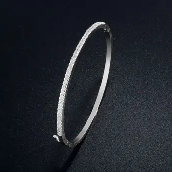ZAKOL Simple Fashion Micro-inlaid Zirconia Thin Bangle for Women Brand Design Shiny Zircon Bracelets Jewelry Gift 1