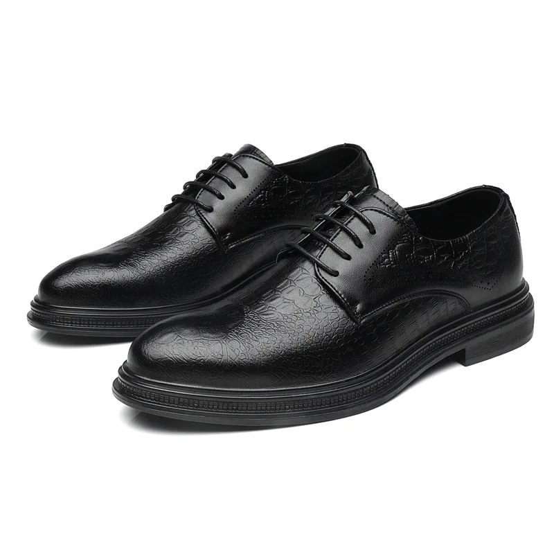 

2023 new spring and summer o business leather shoes men dress lace-up male joker soft leather shoes