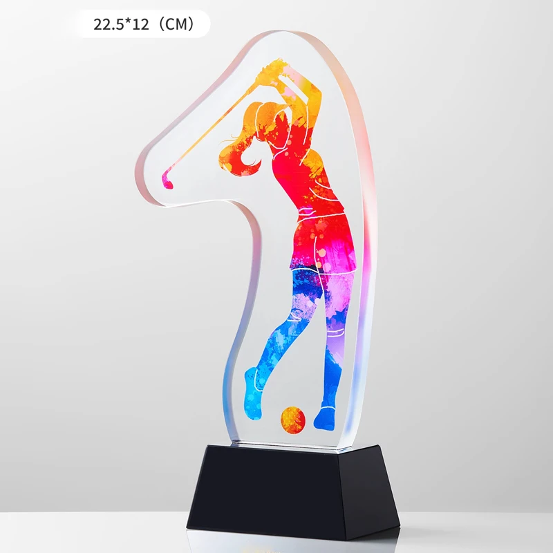 Customized High-End Golf Crystal Trophy, Souvenir, Home Decoration, Creative Wood, Resin Commemorative Rod, One Hole Awards, 1Pc