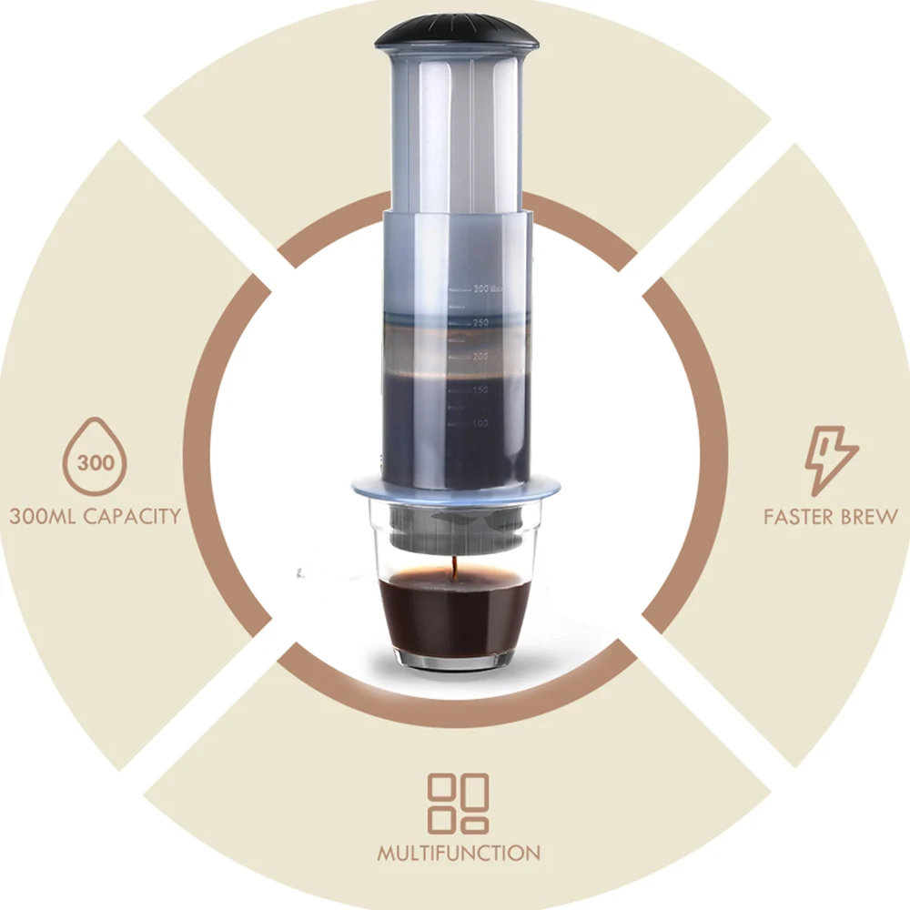 Espresso Portable Coffee Pot Filter Espresso Machine with Filter Paper Set French Fit for AeroPress Machines icafilas