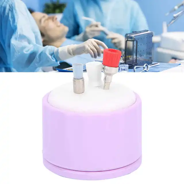 Dental Endo File Clean Stand Holder Sponge Endo File Cleaning Sponge Dental Material Accessory Purple Dentist Tools Washing Box