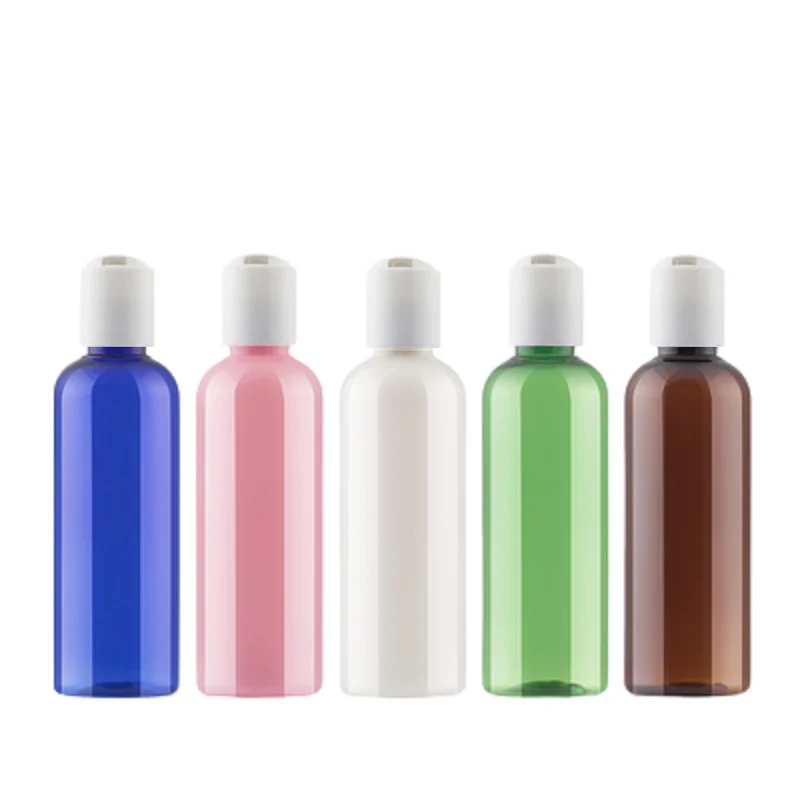 

30Pcs Plastic Bottle Round Shoulder White Screw Lid Pump 100ml Portable Refillable Cosmetic Packaging Container Bottles