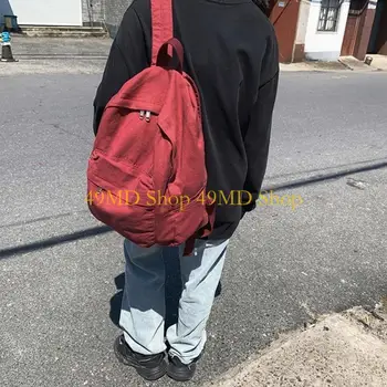 49MD Durable Canvas Backpack for Student Teenager School Bag Laptop Daypack Book Bags 1