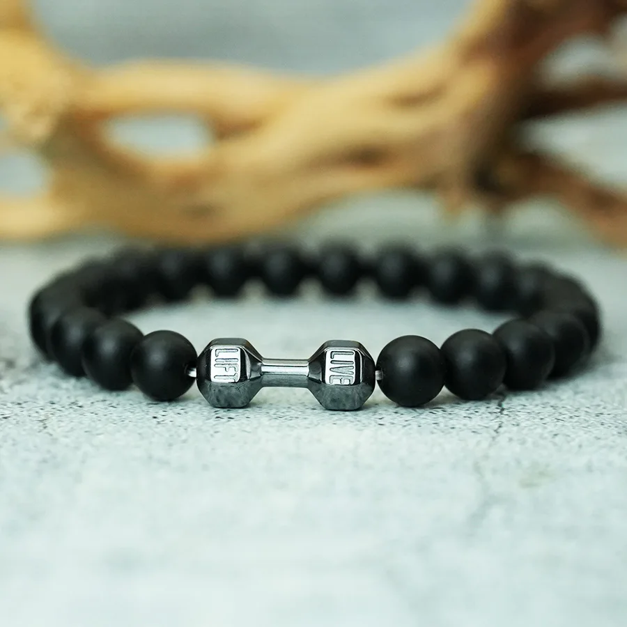 Volcanic Stone Hematite Mens Meditation Bracelet