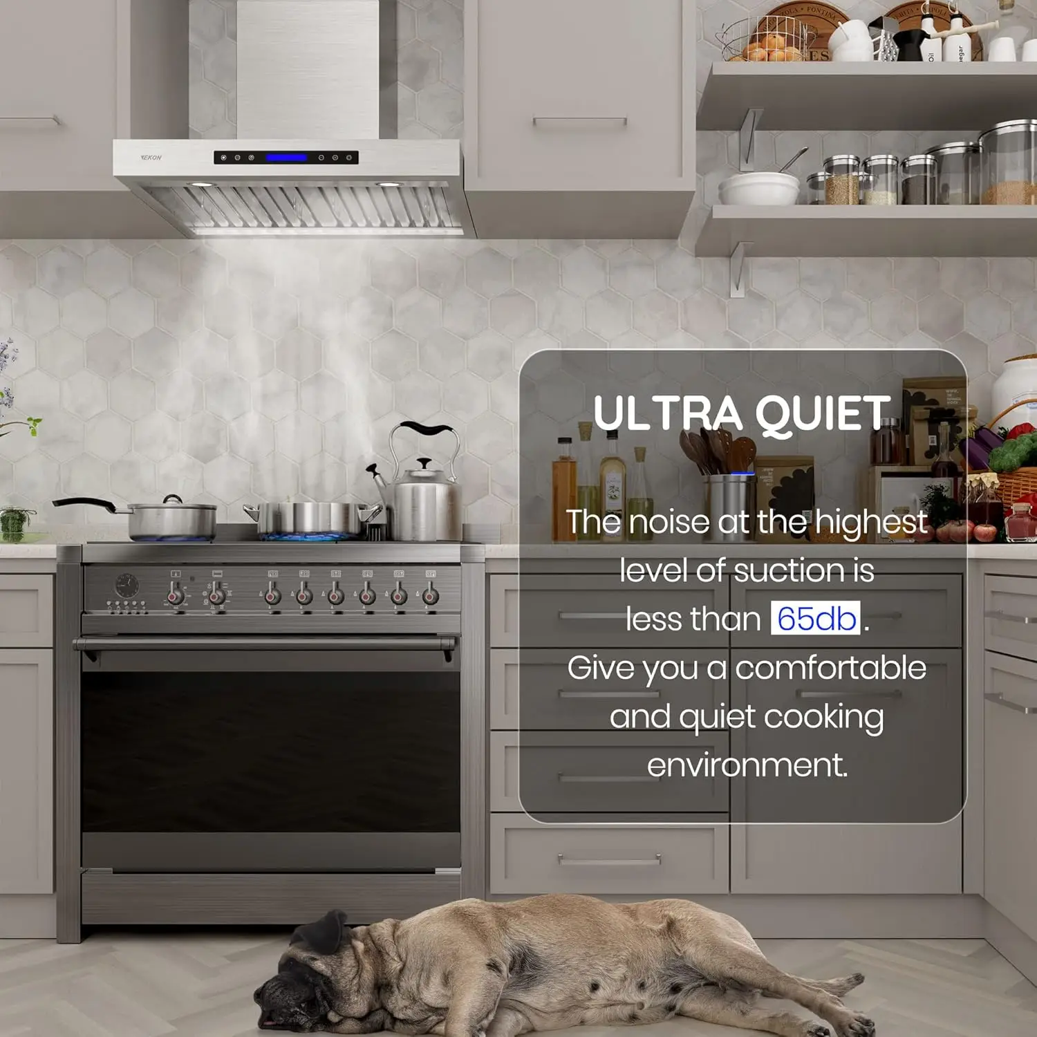 900 CFM Range Hood Stainless Steel 36 inch Kitchen Hood Vent With 4 Speeds Touch Panel Control LCD Display and Remote / 2 P 3