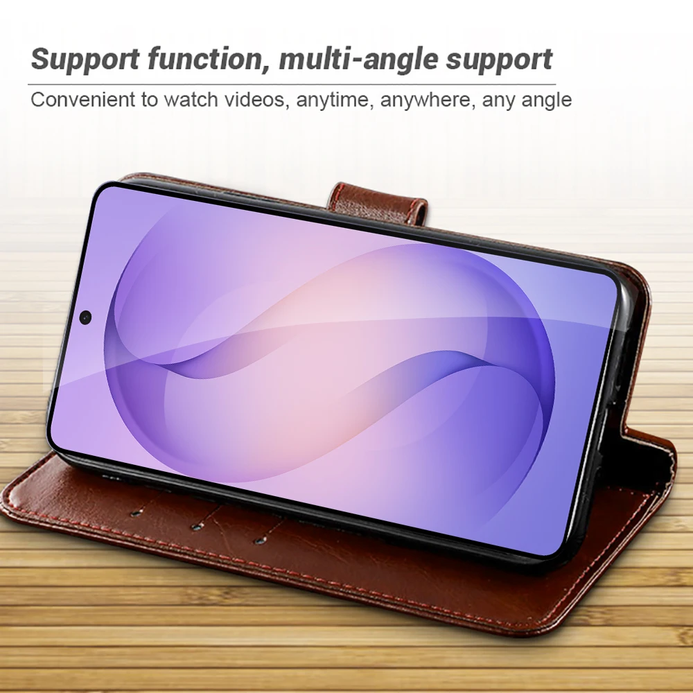 Deluxe Leather Flip Wallet Cover with Magnetic Stand