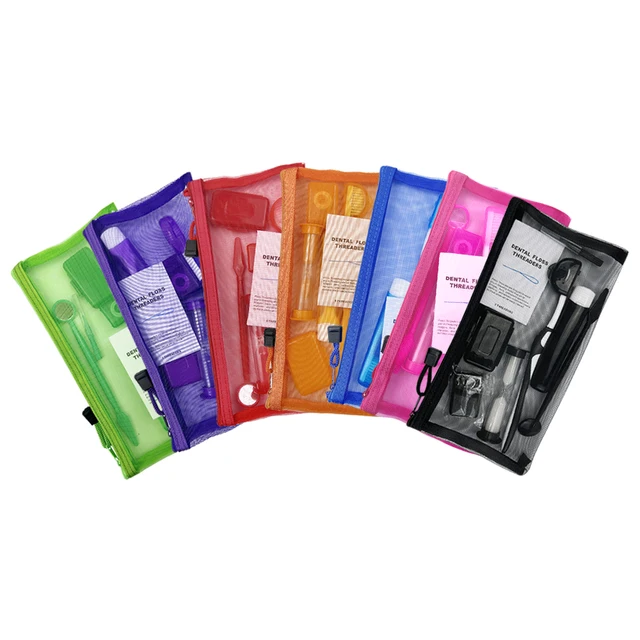 8Pcs/set Orthodontic Dental Care Brush Kit Teeth Cleaning Braces Toothbrush with Interdental Brush Floss Thread Wax Travel Kit