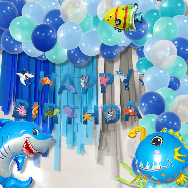 Sea Animals Balloon Kit Ocean Theme Shark Fish Boys Birthday Party Decorations  Baby Shower Beach Party