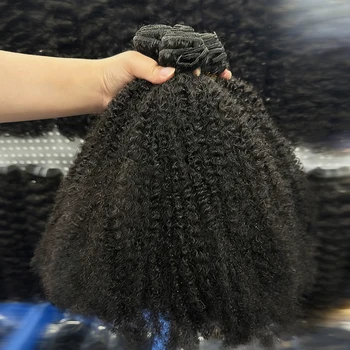 4C Afro Raw Indian Human Hair Weave Bundles 1/3/4 Bundles Deal Afro Kinky Curly Bundles Natural Black Remy Wavy Hair Extensions 1