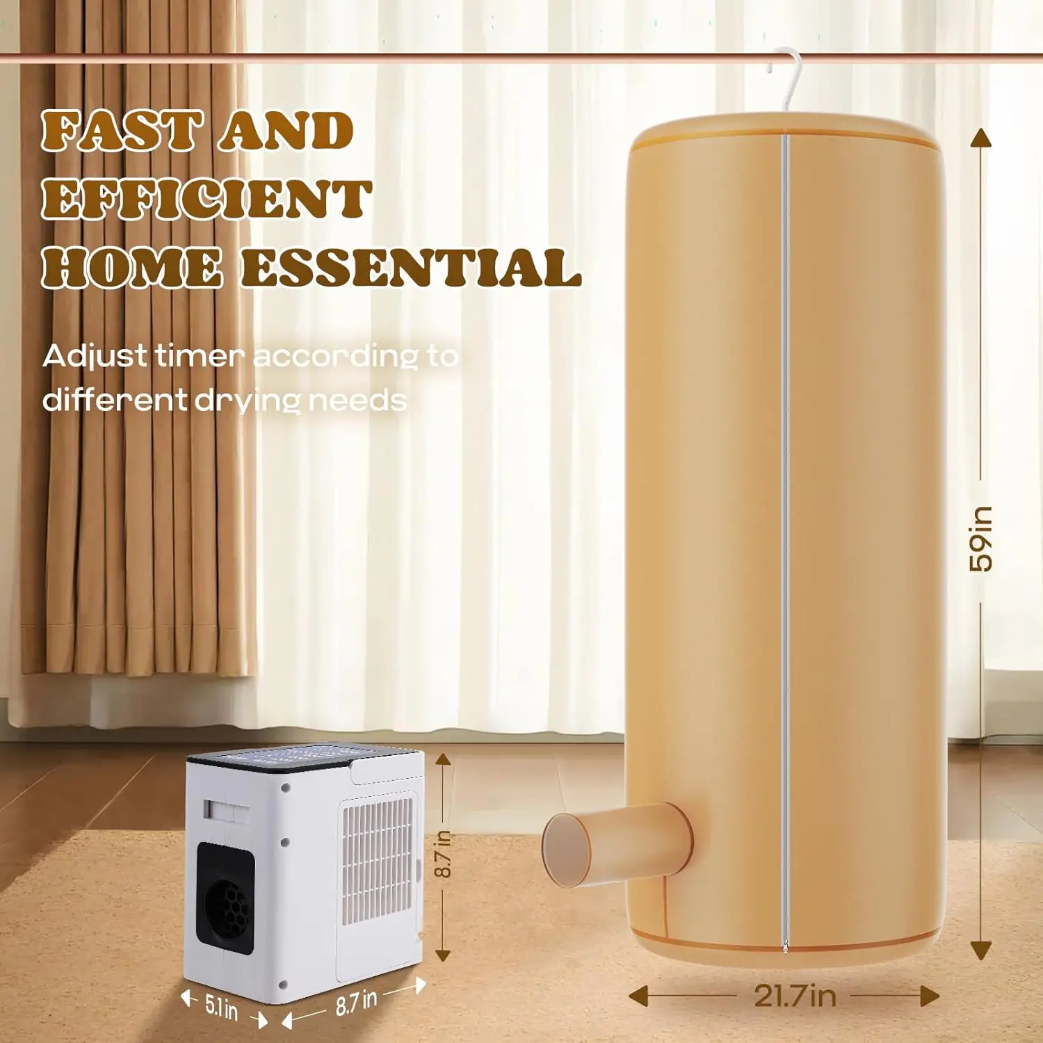Portable 4-in-1 Electric Clothes Dryer, 700W Timer, Compact for Home Travel (White)