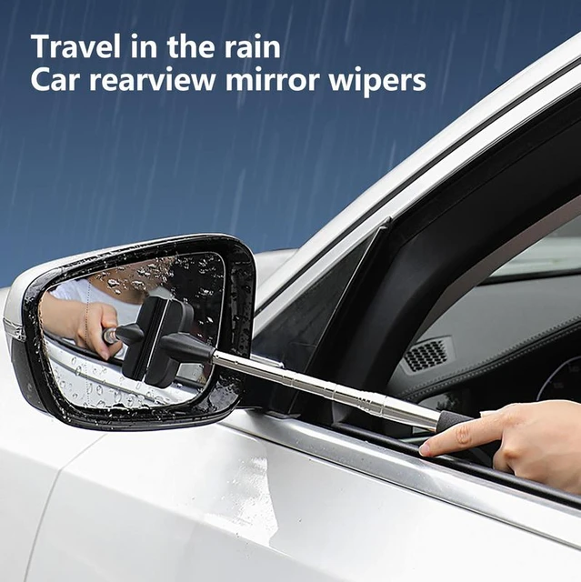 Telescopic Rearview Mirror Squeegee Retractable Double-side Rod