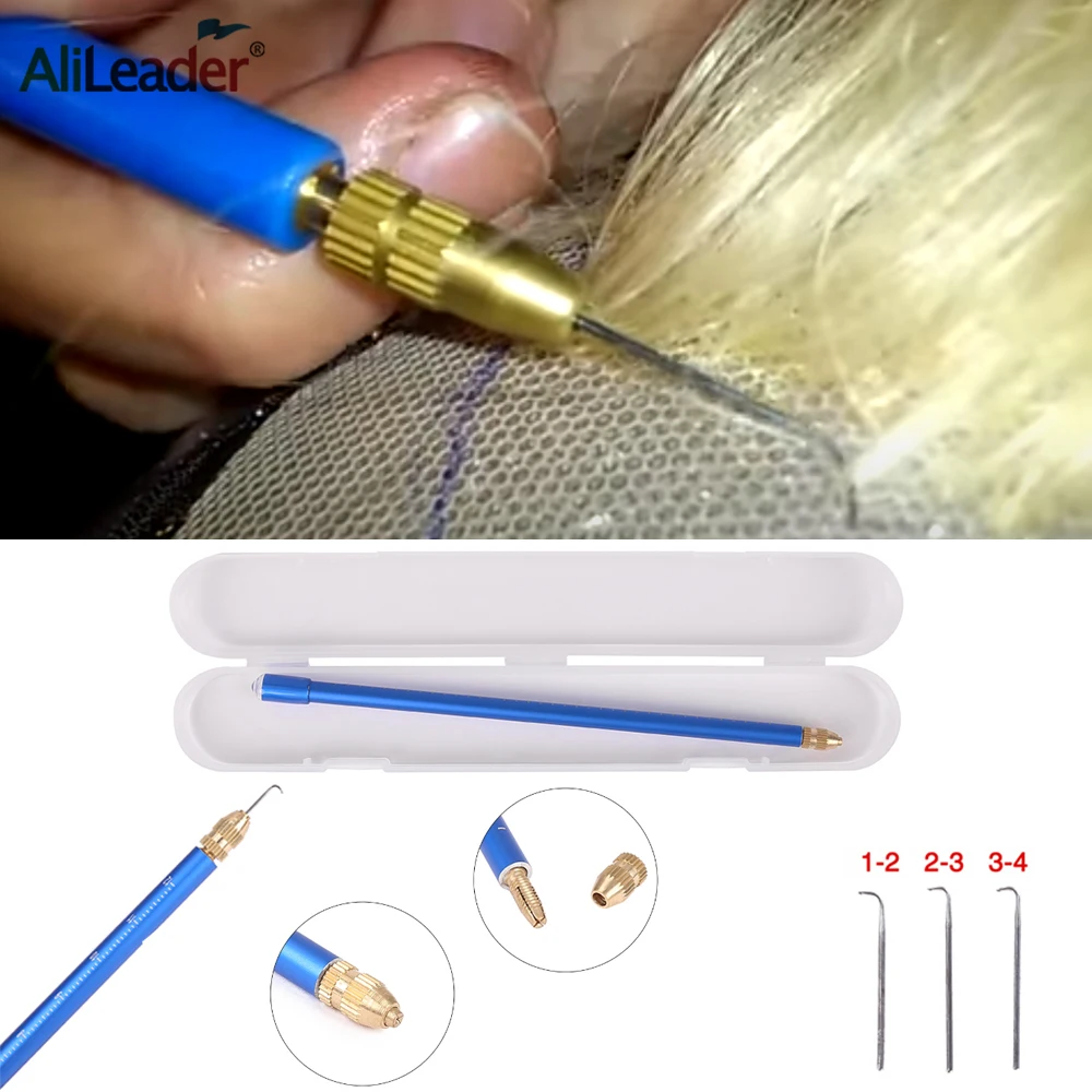 1-2/2-3/3-4 Ventilating Needle With Ventilating Needle Holder Net For Making Wigs Closure Frontal Toupee Making And Repair Tools