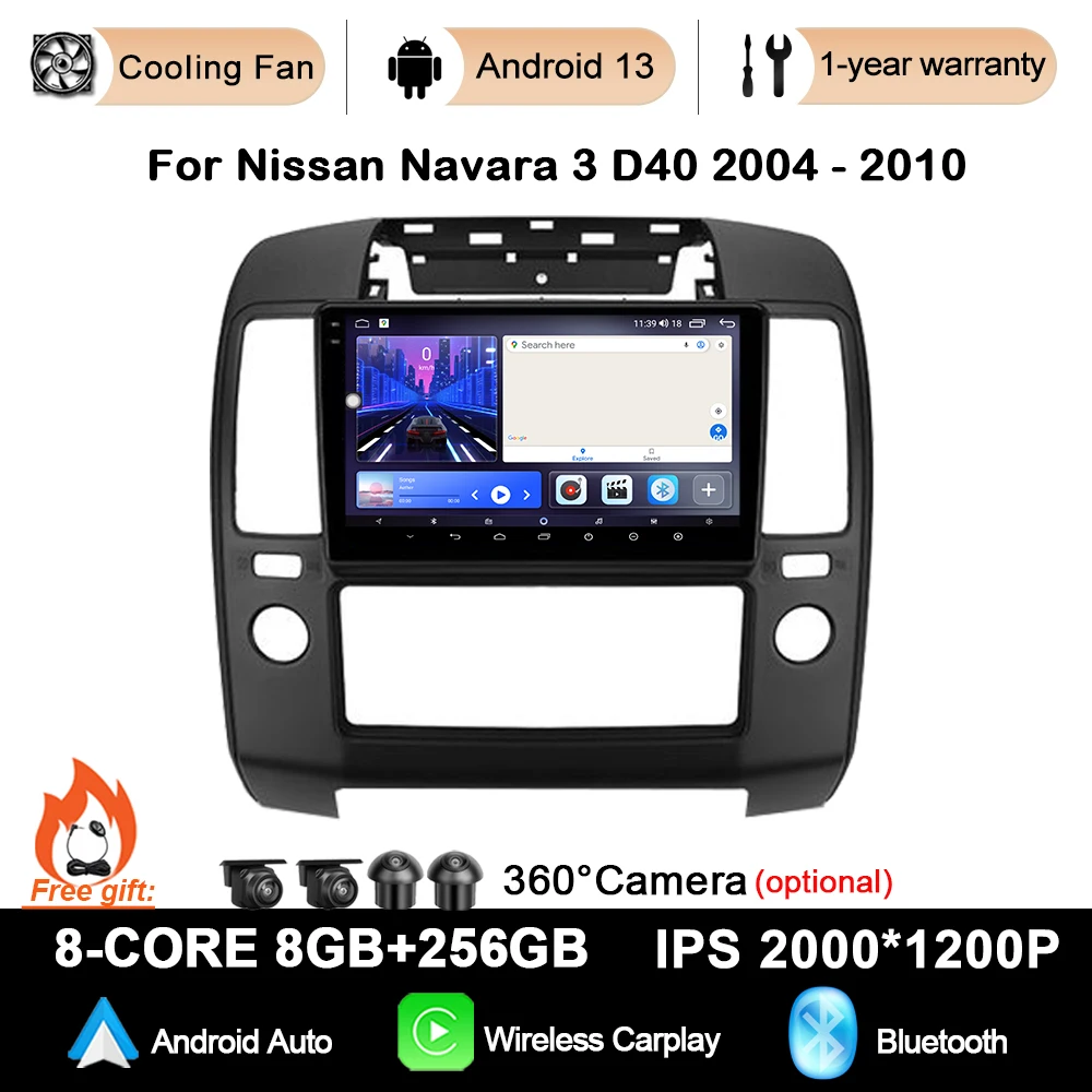 

Car Radio For Nissan Navara 3 D40 2004 - 2010 Navigation GPS Android 13 wireless Carplay Stereo Head Unit 5G No 2din DVD 9inch