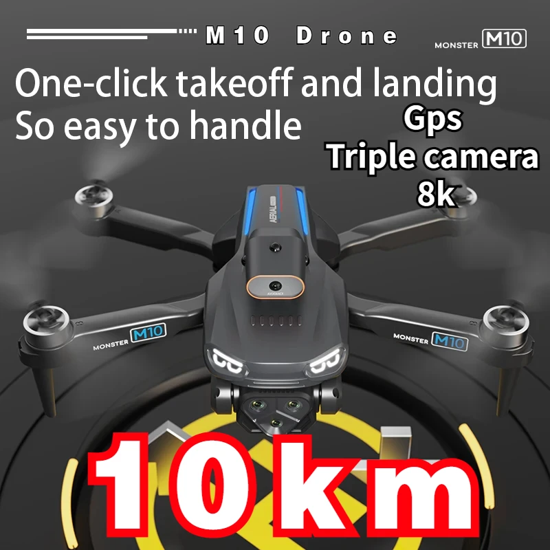 M10 Pro GPS 드론 8K 전문 4K HD 카메라, 광각 광학 흐름 현지화, 브러시리스 모터 RC 쿼드콥터, 8km 판매 램프
