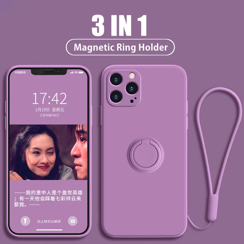 Original Liquid Silicone Ring Holder Case For iPhone 14 Pro Max 13 12 Mini 11 XR XS X 7