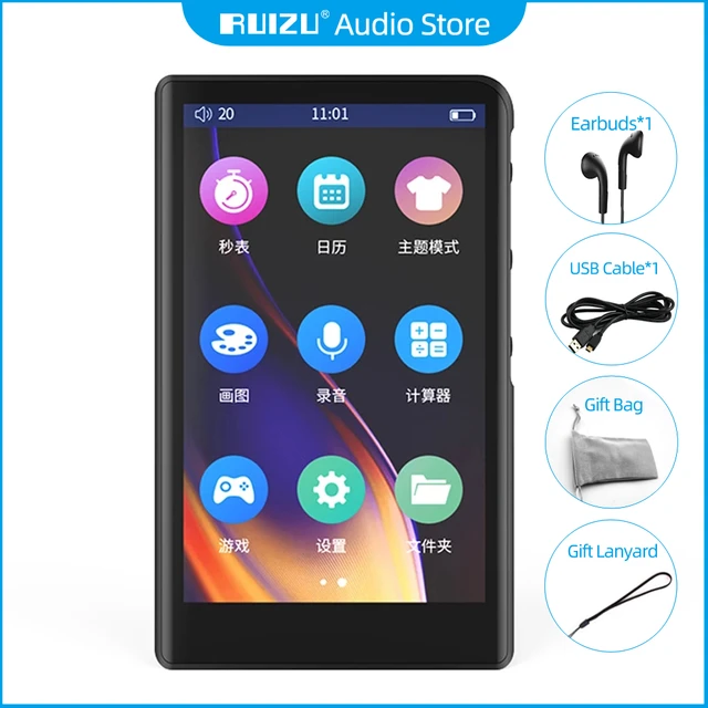 H9 Metal MP4 Player Bluetooth 5.0 Built-in Speaker 3.8inch Full Touch