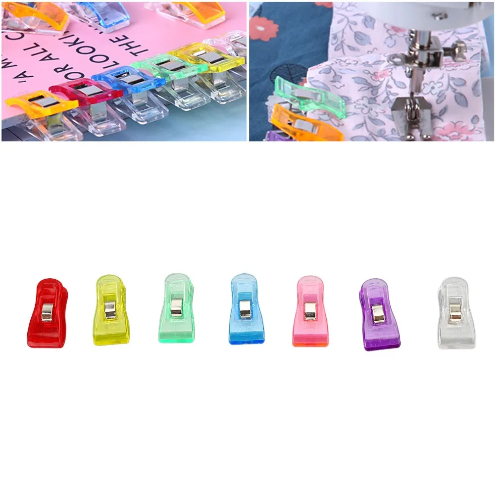 100 Pcs 플라스틱 플라스틱 클립 투명 다채로운 다목적 다채로운 투명 플라스틱 클립 휴대용 소형 크기
