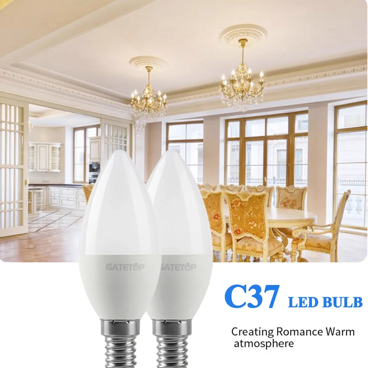 6개 LED 캔들 전구 220V E27 E14 B22 3W-7W, 고휘도 에너지 절약 전구 (샹들리에, 벽걸이 테이블 램프, 가정용 조명)