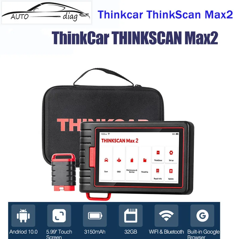 

THINKCAR ThinkScan Max 2 диагностические инструменты, полная система, поддержка CANFD для GM 2023 AF DPF IMMO 28, сброс, кодирование ЭБУ, OBD2 сканер