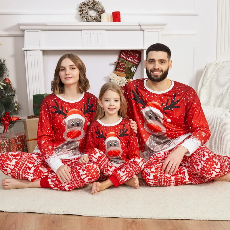 2023 Christmas Deer Pajama Set Family Nightwear Women Men Child Santa Claus  Printed Long Sleeved Trousers Christmas Home Clothes - AliExpress