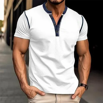 Men s Lightweight V-Neck T-Shirts Breathable  Fit Solid Color Short Sleeve Casual Tops Summer Fashion Tee Shirt 1